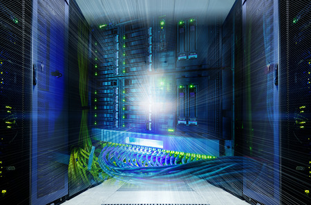 server room with modern equipment in data centerの写真素材