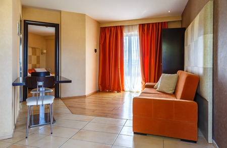 Interior of the modern comfortable hotel roomの写真素材