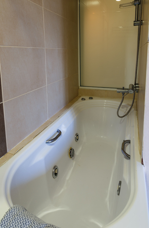 Hot tub in the hotel room. modern European resortの写真素材