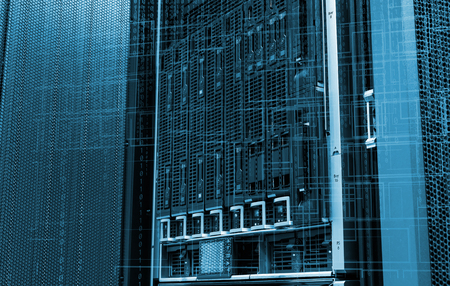 concept of electronic data and blade storage supercomputer of modern data center. binary codeの写真素材