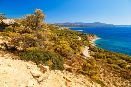 beautiful views of the coast of island of Rhodes Greeceの写真素材