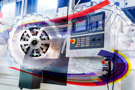 Control panel for sheet metalworking modern cnc turret punch pressの写真素材