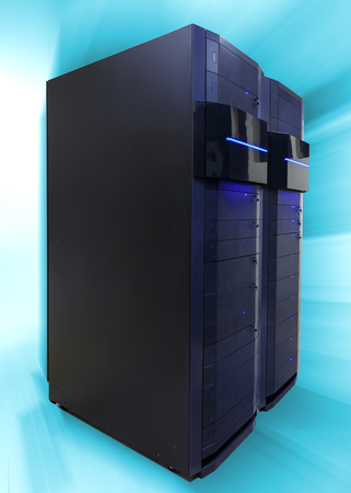 rows of server hardware in data center isolateの写真素材