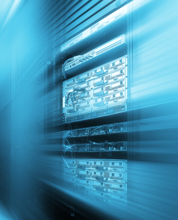 Stand with server hardware and lighting in the room motion blurの写真素材