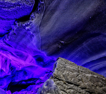 Veil ice water, snowfall. Weird unclear object Sci-fi fantasy cosmic extraterrestrial background
