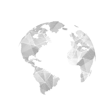 Three-dimensional abstract planet, dots, representing the global, international meaning.のイラスト素材