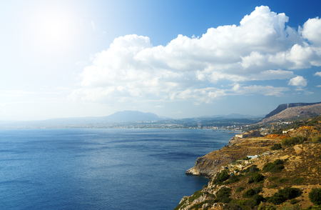Beautiful greek landscape at cloudy day. Place of north Creteの写真素材