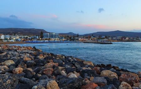 An evening view of the seashore, island of Crete in Greeceの写真素材