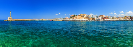 beautiful Greek islands series - Crete ,panorama with light houseの写真素材