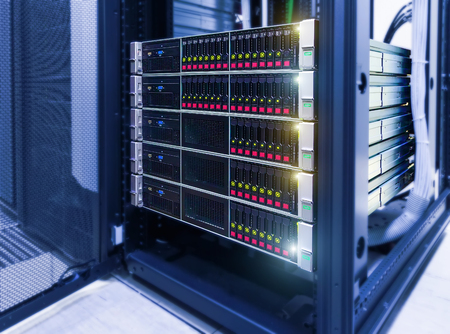 disassembled strut blade servers in the modern data centerの写真素材
