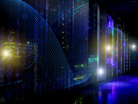 futuristic modern server room in the data center