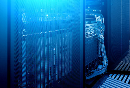 Network server room with servers high performance computers