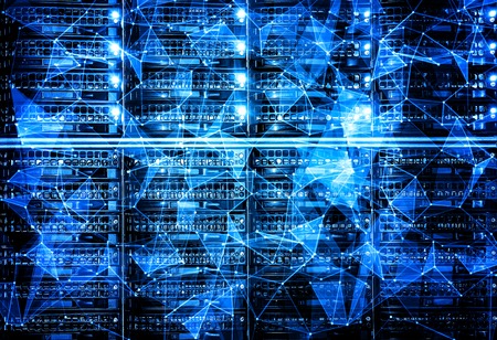 Row of harddisk slot on the computer server.の写真素材