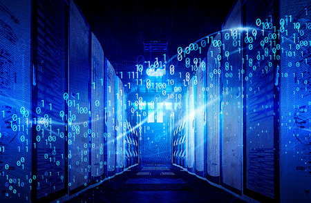 visualization of big data digital data streams in the data center. The concept of big data information technology.の写真素材