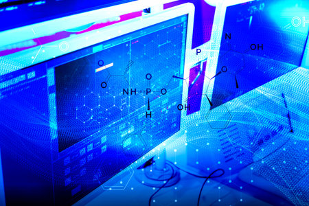 Health care and medical technology services concept with flat line AR interface.Medical and...
