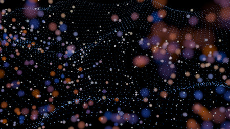 Wave of particles. Abstract background with a dynamic wave. Big data.