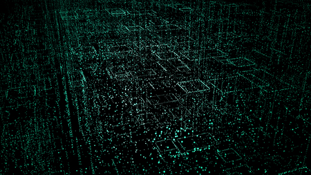 digital background of space with stars. concept of the city of points, the matrix code, technological background.の写真素材