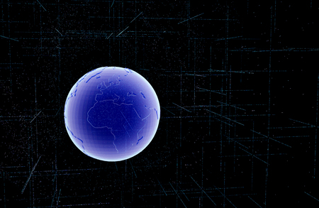 Blue technology circle and computer science abstract background with blue and binary code matrix. Business and Connection. Futuristic and Industry 4.0 concept. Internet cyber and network themeの写真素材