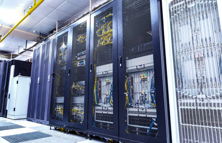 inside of the equipment for mobile communication in the modern data center of mobile operators....
