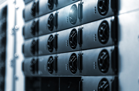 GPU cryptocurrency mining farm with blurred and toning. Blockchain complex bitcoin and ethereum equipment, cards rig for cryptocurrencyの写真素材