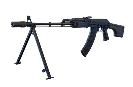 machine gun on bipod isolated on white background