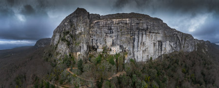 Aerial view of the Grotto of Maria Magdalena in France, Plan DAups, the massif St.Baum, holy...