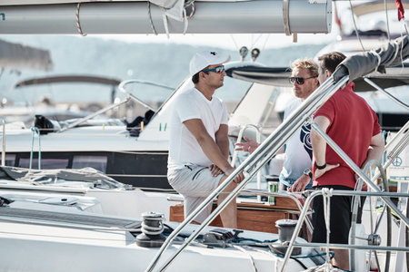 Croatia, Split, 15 September 2019: Brutal participants of a sailing regatta with boats on a...
