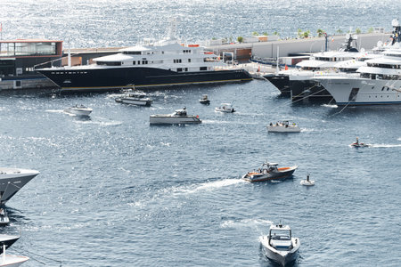 a lot of luxury yachts at the famous motorboat exhibition in the principality, the most expensive...
