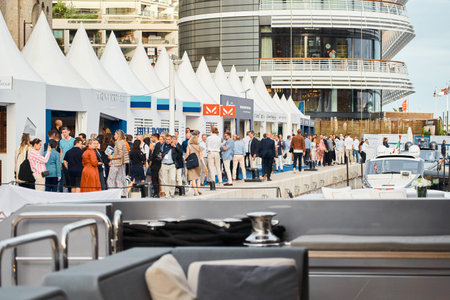 Monaco, Monte Carlo, 29 September 2022 - The famous motorboat exhibition, mega yacht show, clients...