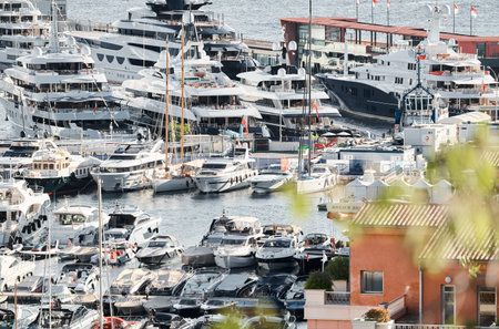 Monaco, Monte Carlo, 01 October 2022 - The famous motorboat exhibition at morning, mega yacht show,...