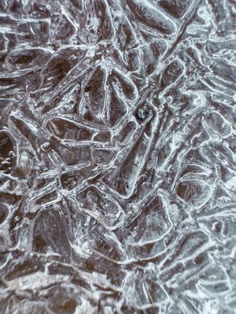 close-up view of snowflakes on ice, Cristals of water, sunlight