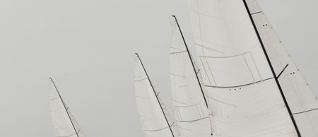 multiple sails at the sailing regatta in the Gulf of Finland, hot race of several yachts, nobody