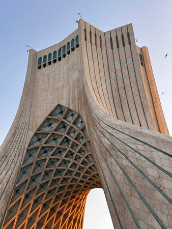 Azadi Tower, Freedom Tower built of Isfahan white marble on the square, Gateway to Tehran, Persian...