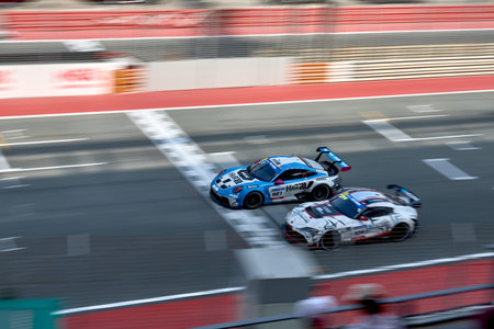 UAE, Dubai, 18 January 2026: 24h series racing supercars on the circuit, Battle of the teams, long...