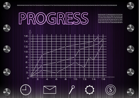 word "progress" on a purple background. 2d illustrationのイラスト素材