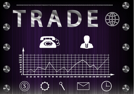 Word "trade"on a dark background. 2d illustrationのイラスト素材