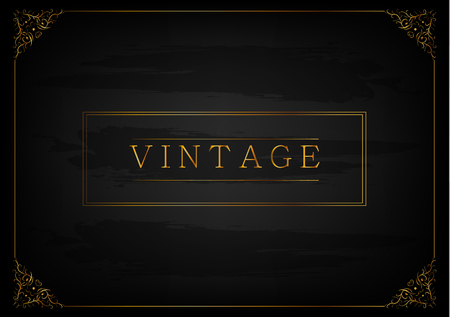 The inscription "vintage" on a dark background. Gold Patterns.のイラスト素材
