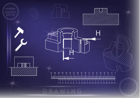 white drawing on a blue background, engineeringのイラスト素材