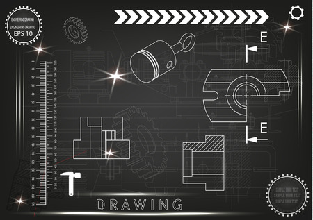 white drawing on a black background, hammerのイラスト素材