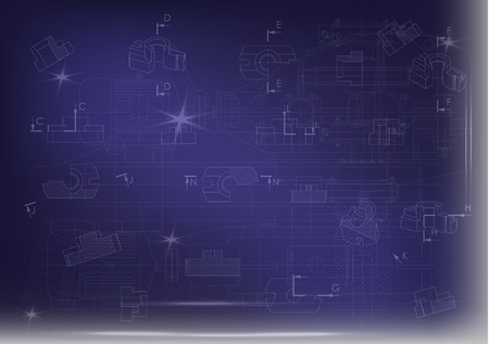 white drawing on a blue background, engineeringのイラスト素材