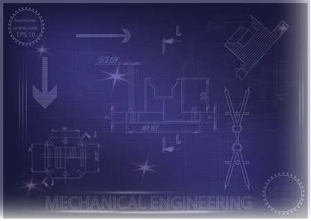 white drawing on a blue background, engineeringのイラスト素材