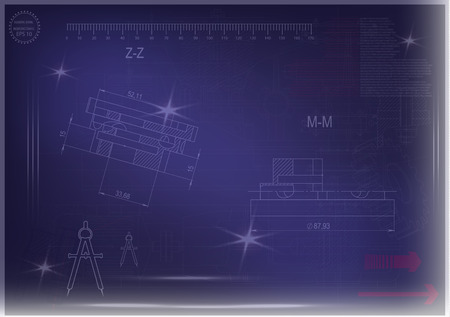 white drawing on a blue background, engineeringのイラスト素材