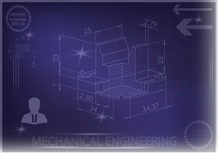 white drawing on a blue background, engineeringのイラスト素材