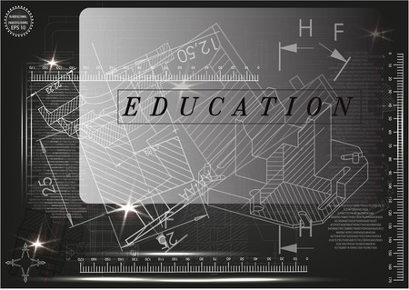 white drawing on a black background, engineeringのイラスト素材