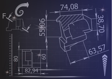 white drawing on a blue background, engineeringのイラスト素材