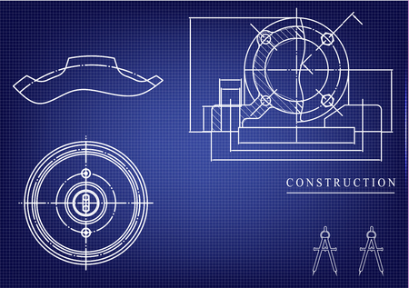 white drawing on a blue background, engineeringのイラスト素材