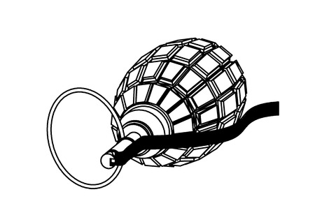 Black grenade on a white background, vector image.のイラスト素材