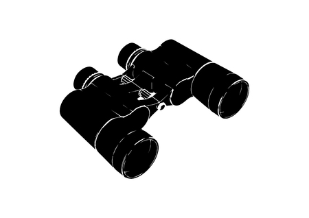 Black binoculars on white background, vector image.のイラスト素材