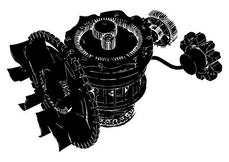 Gear mechanism on white background, vector imageのイラスト素材