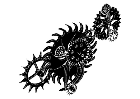 Gear mechanism on white background, vector imageのイラスト素材